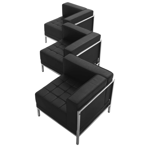 Flash Furniture ZB-IMAG-SET4-GG Black LeatherSoft With Integrated Stainless Steel Legs Modular Hercules Imagination Series Corner Chair Set