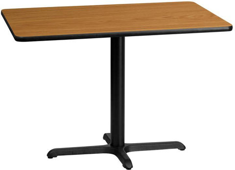 Flash Furniture XU-NATTB-3042-T2230-GG 42"W x 30"D x 31-1/8"H Melamine Core With Natural Laminate Finish Cast Iron Column With Black Powder Coated Finish Rectangular Dining Height Table