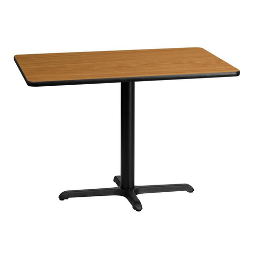 Flash Furniture XU-NATTB-3042-T2230-GG 42"W x 30"D x 31-1/8"H Melamine Core With Natural Laminate Finish Cast Iron Column With Black Powder Coated Finish Rectangular Dining Height Table