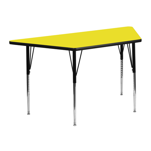 Flash Furniture XU-A2448-TRAP-YEL-H-A-GG 46" W x 25.5" D x 21.25" - 30.25" Adjustable Height Trapezoid Yellow Activity Table