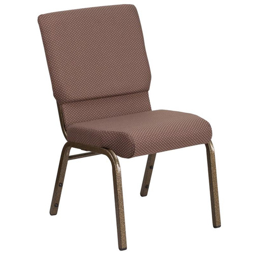 Flash Furniture FD-CH02185-GV-BNDOT-GG Brown 19.25" Width Gold Vein Frame Finish Hercules Series Stacking Church Chair