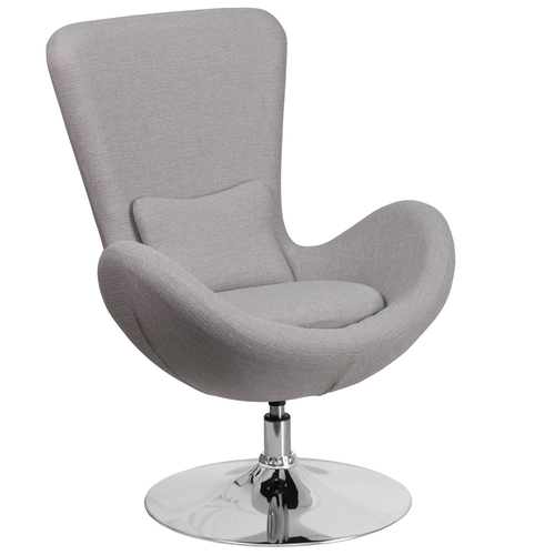 Flash Furniture CH-162430-LTGY-FAB-GG Light Gray Fabric Integrated Curved Arms Chrome Base Egg Series Swivel Reception/Lounge/Side Chair