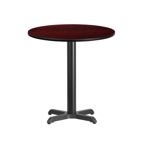 Flash Furniture XU-RD-24-MAHTB-T2222-GG 24" Dia. Round Mahogany Laminated Dining Height Table with Four Pointed Pedestal Base