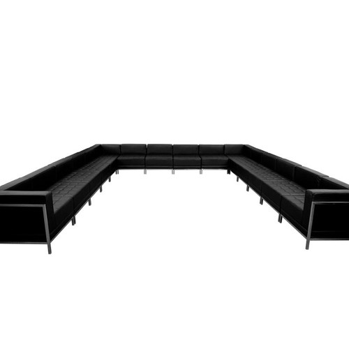 Flash Furniture ZB-IMAG-U-SECT-SET3-GG Black LeatherSoft With Stainless Steel Legs U-Shape Hercules Imagination Series Sectional