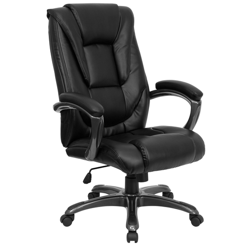 Flash Furniture GO-7194B-BK-GG Black Bonded Leather Padded Arms High Back Design Executive Swivel Office Chair