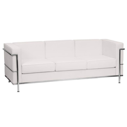 Flash Furniture ZB-REGAL-810-3-SOFA-WH-GG White LeatherSoft With Integrated Stainless Steel Legs Hercules Regal Series Sofa