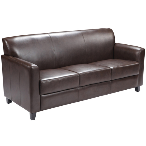 Flash Furniture BT-827-3-BN-GG Brown LeatherSoft with Black Wood Feet Hercules Diplomat Series Reception Sofa