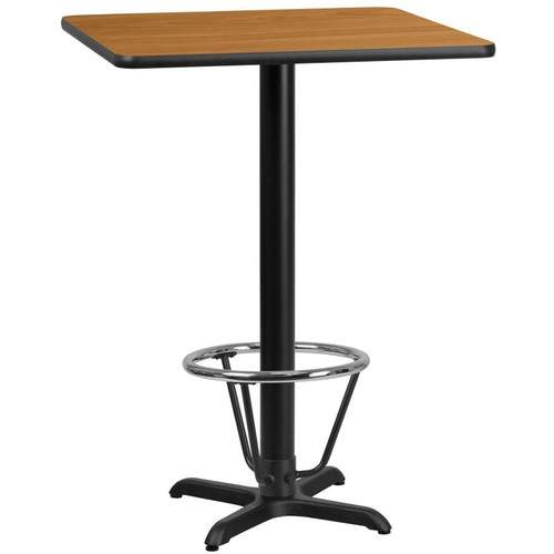 Flash Furniture XU-NATTB-3030-T2222B-3CFR-GG Natural Laminate Square Plastic Top PVC T-Mold Edge Table