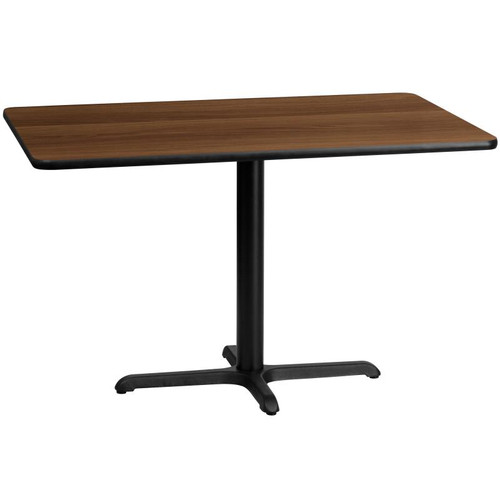 Flash Furniture XU-WALTB-3048-T2230-GG 48" W Rectangular Walnut Laminated Dining Height Table with Four Pointed Pedestal Base