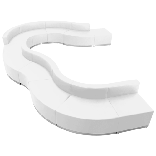 Flash Furniture ZB-803-570-SET-WH-GG White LeatherSoft with Brushed Stainless Steel Base Modular Hercules Alon Series Reception Configuration