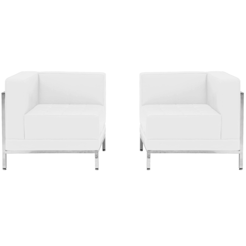 Flash Furniture ZB-IMAG-SET10-WH-GG White LeatherSoft Upholstery Seat and Back Hercules Imagination Series Corner Chair