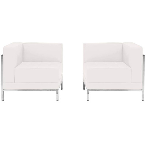 Flash Furniture ZB-IMAG-SET10-WH-GG White LeatherSoft Upholstery Seat and Back Hercules Imagination Series Corner Chair