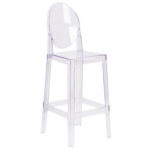 Flash Furniture OW-GHOSTBACK-29-GG Transparent Crystal Molded Polycarbonate Oval Back Ghost Counter Stool