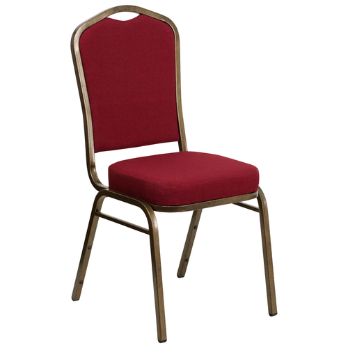 Flash Furniture FD-C01-GOLDVEIN-3169-GG Burgundy Fabric Upholstered Gold Vein Powder Coated Frame Finish Hercules Series Stacking Banquet Chair