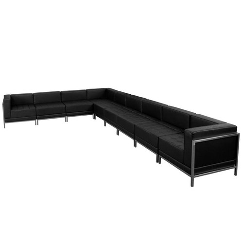 Flash Furniture ZB-IMAG-SECT-SET3-GG Black LeatherSoft With Stainless Steel Legs Modular Hercules Imagination Series Sectional
