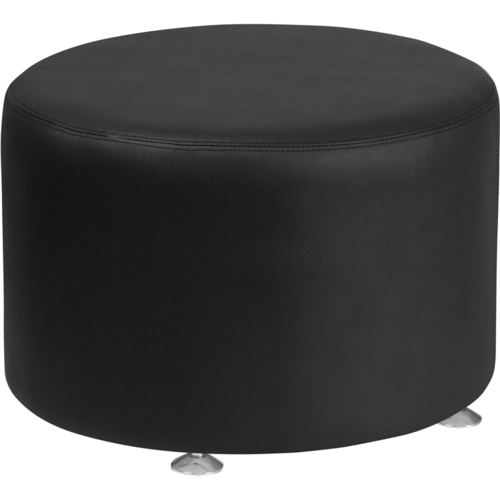 Flash Furniture ZB-803-RD-24-BK-GG 24" W x 16.5" H Black Leathersoft Taut Stainless Steel Feet Hercules Alon Series Ottoman