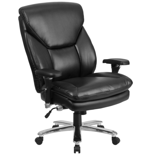Flash Furniture GO-2085-LEA-GG Black Bonded Leather Padded Arms High Back Design Hercules Series 24/7 Big & Tall Executive Swivel Office Chair