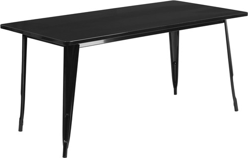 Flash Furniture ET-CT005-BK-GG 63" W x 31.5" D Black Galvanized Steel Powder Coat Finish Indoor / Outdoor Rectangular Table