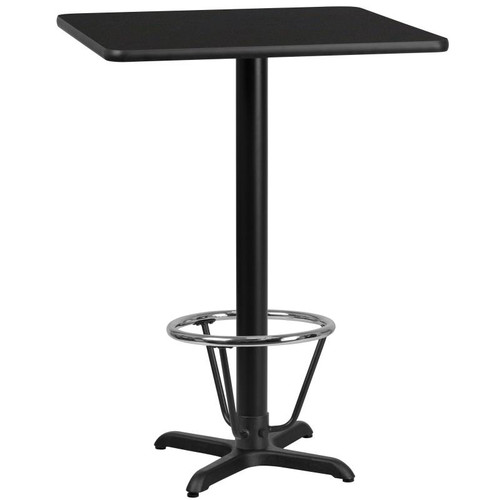 Flash Furniture XU-BLKTB-2424-T2222B-3CFR-GG Black Square Laminate Top PVC T-Mold Edge Table