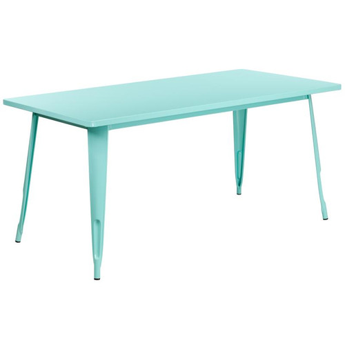 Flash Furniture ET-CT005-MINT-GG 63" W x 31.5" D Mint Galvanized Steel Powder Coat Finish Indoor / Outdoor Rectangular Table