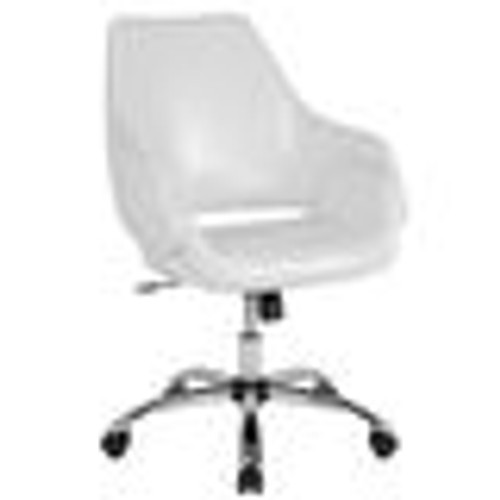 Flash Furniture CH-177280-WH-GG White Bonded Leather Curved Arms Mid Back Design Office Chair