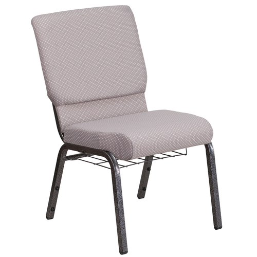 Flash Furniture FD-CH02185-SV-GYDOT-BAS-GG Gray 19.25" Width Silver Vein Frame Finish Hercules Series Stacking Church Chair