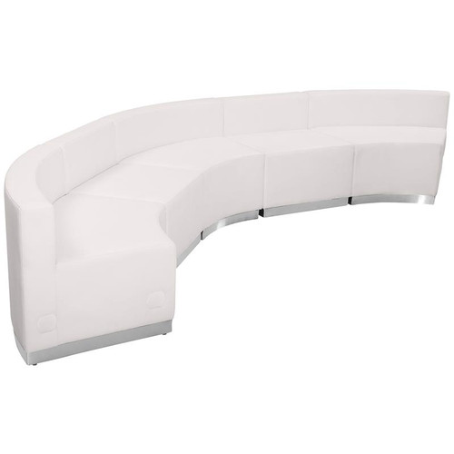 Flash Furniture ZB-803-820-SET-WH-GG White LeatherSoft with Brushed Stainless Steel Base Modular Hercules Alon Series Reception Configuration