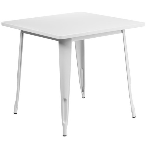 Flash Furniture ET-CT002-1-WH-GG 31.5" W White Smooth Top Galvanized Steel Powder Coat Finish Square Table