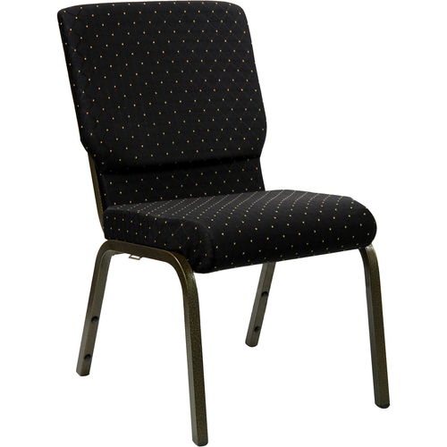 Flash Furniture XU-CH-60096-BK-GG Black 19" Width Gold Vein Frame Finish Hercules Series Stacking Church Chair