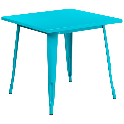 Flash Furniture ET-CT002-1-CB-GG 31.5" W Crystal Blue / Teal Galvanized Steel Powder Coat Finish Indoor / Outdoor Square Table
