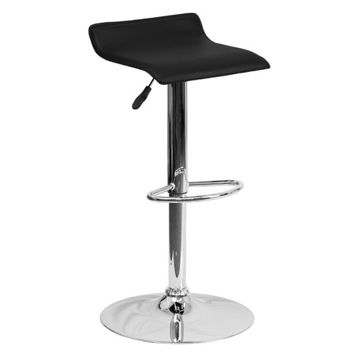 Flash Furniture DS-801-CONT-BK-GG Black Vinyl with Contemporary Style Chrome Base Swivel Bar Stool