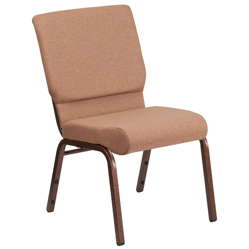 Flash Furniture FD-CH02185-CV-BN-GG Caramel 19.25" Width Pouch on Back Copper Vein Frame Finish Hercules Series Stacking Church Chair