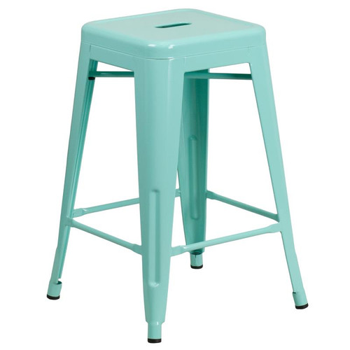 Flash Furniture ET-BT3503-24-MINT-GG 500 Lbs. Mint Galvanized Steel Bar Stool