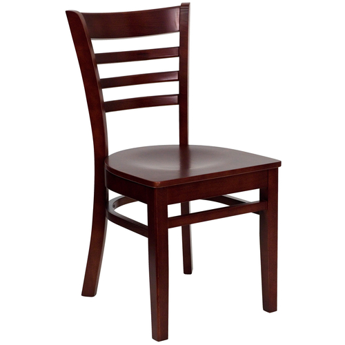 Flash Furniture XU-DGW0005LAD-MAH-GG Wood Ladder Back .62" Thick Mahogany Finish Beechwood Seat Hercules Series Restaurant Chair