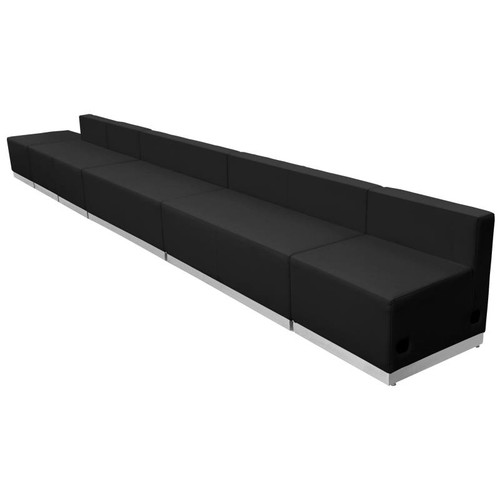 Flash Furniture ZB-803-490-SET-BK-GG Black LeatherSoft with Brushed Stainless Steel Base Modular Hercules Alon Series Reception Configuration