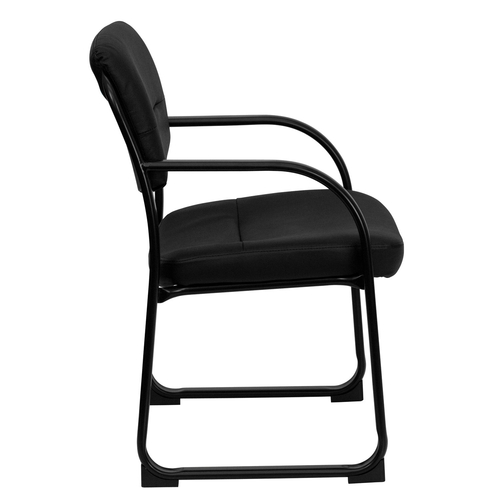 Flash Furniture BT-510-LEA-BK-GG 23" W x 24.5" D x 34" H Black Open Back Executive Side Reception Chair
