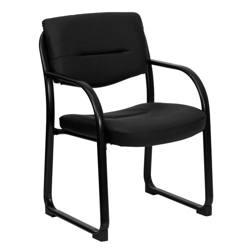 Flash Furniture BT-510-LEA-BK-GG 23" W x 24.5" D x 34" H Black Open Back Executive Side Reception Chair