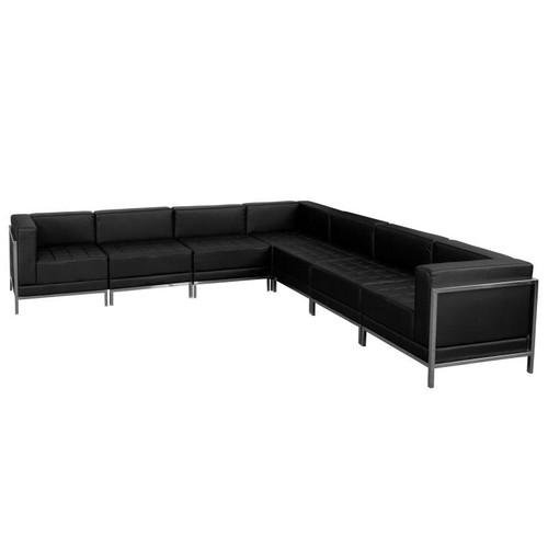 Flash Furniture ZB-IMAG-SECT-SET1-GG Black LeatherSoft With Stainless Steel Legs Modular Hercules Imagination Series Sectional
