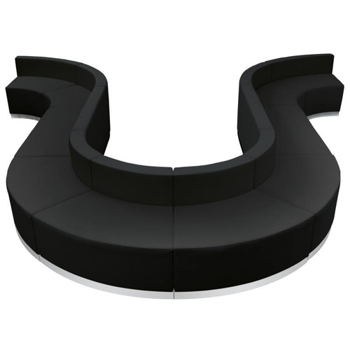 Flash Furniture ZB-803-440-SET-BK-GG Black LeatherSoft with Brushed Stainless Steel Base Modular Hercules Alon Series Reception Configuration