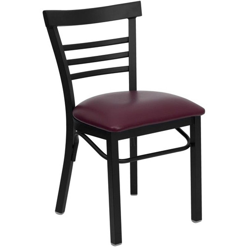 Flash Furniture XU-DG6Q6B1LAD-BURV-GG Ladder Back Upholstered 2.5" Thick Foam Padded Seat Burgundy Vinyl Hercules Series Restaurant Chair