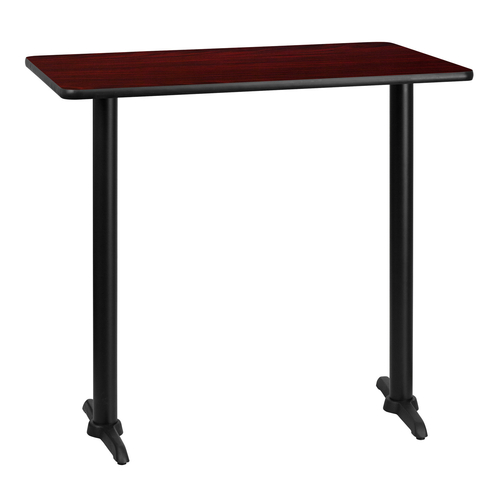 Flash Furniture XU-MAHTB-3042-T0522B-GG Mahogany Laminate Rectangular Plastic Top PVC T-Mold Edge Table