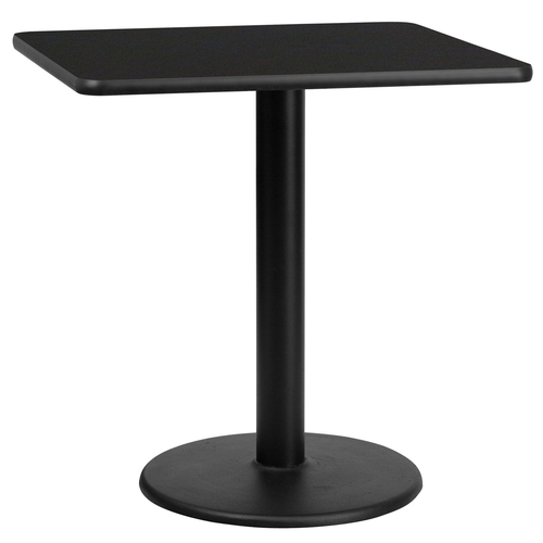 Flash Furniture XU-BLKTB-3030-TR18-GG 30" W Black Cast Iron Column Powder Coated and Laminate Finish Round Base Square Table