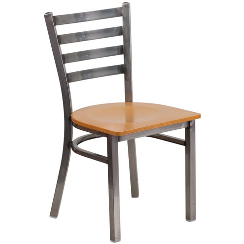 Flash Furniture XU-DG694BLAD-CLR-NATW-GG Metal Ladder Back .62" Thick Natural Finish Plywood Seat Hercules Series Restaurant Chair