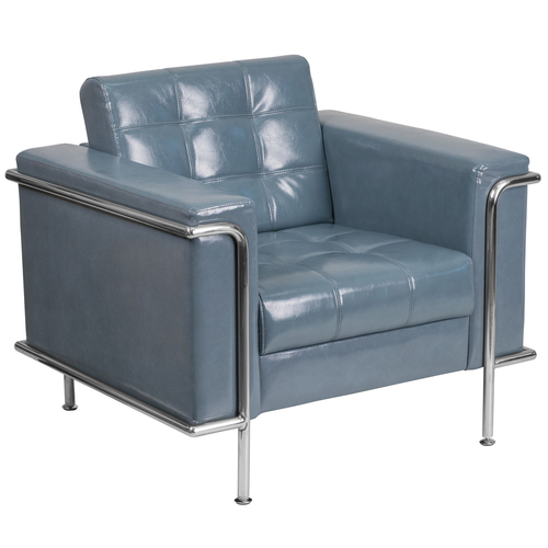 Flash Furniture ZB-LESLEY-8090-CHAIR-GY-GG Gray LeatherSoft Upholstery Tufted Seat and Back Hercules Lesley Series Chair