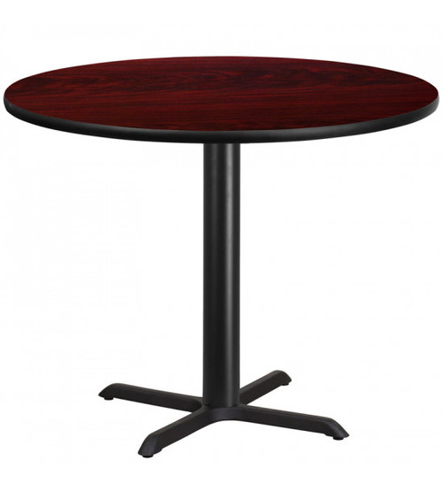 Flash Furniture XU-RD-42-MAHTB-T3333-GG 42" Dia. Round Mahogany Laminated Dining Height Table with Four Pointed Pedestal Base