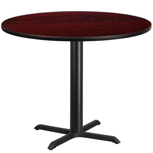 Flash Furniture XU-RD-42-MAHTB-T3333-GG 42" Dia. Round Mahogany Laminated Dining Height Table with Four Pointed Pedestal Base