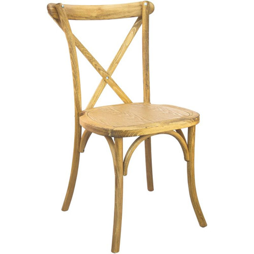 Flash Furniture X-BACK-NAT Natural Elmwood Bent X Back Side Chair