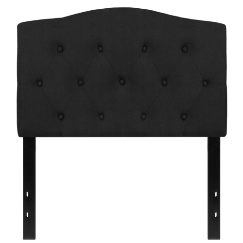 Flash Furniture HG-HB1708-T-BK-GG Black Twin Size Contemporary Style Black Metal Stands with Adjustable Bed Rail Slots Fabric Cambridge Headboard