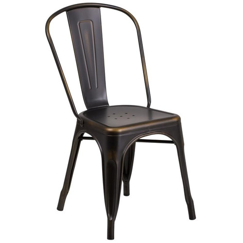 Flash Furniture ET-3534-COP-GG Distressed Metal Copper Drain Holes in Seat Chair