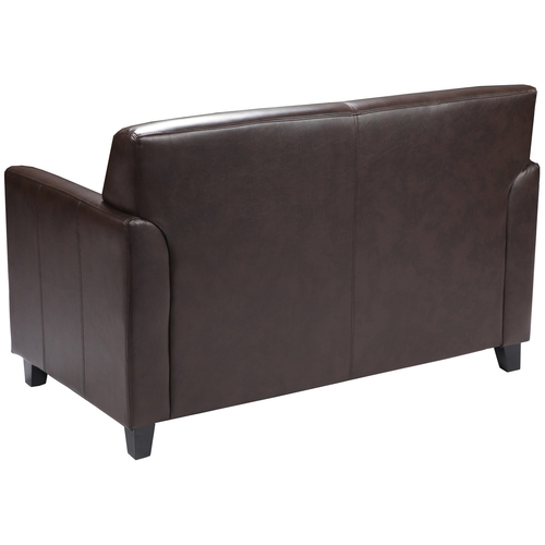 Flash Furniture BT-827-2-BN-GG Brown LeatherSoft with Black Wood Feet Hercules Diplomat Series Reception Loveseat